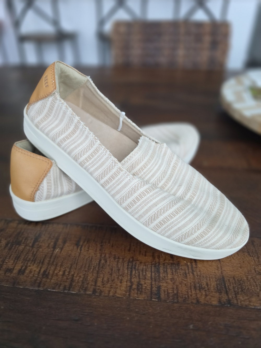 Reef Women's Slip-On Knit Sneakers in Beige and Tan